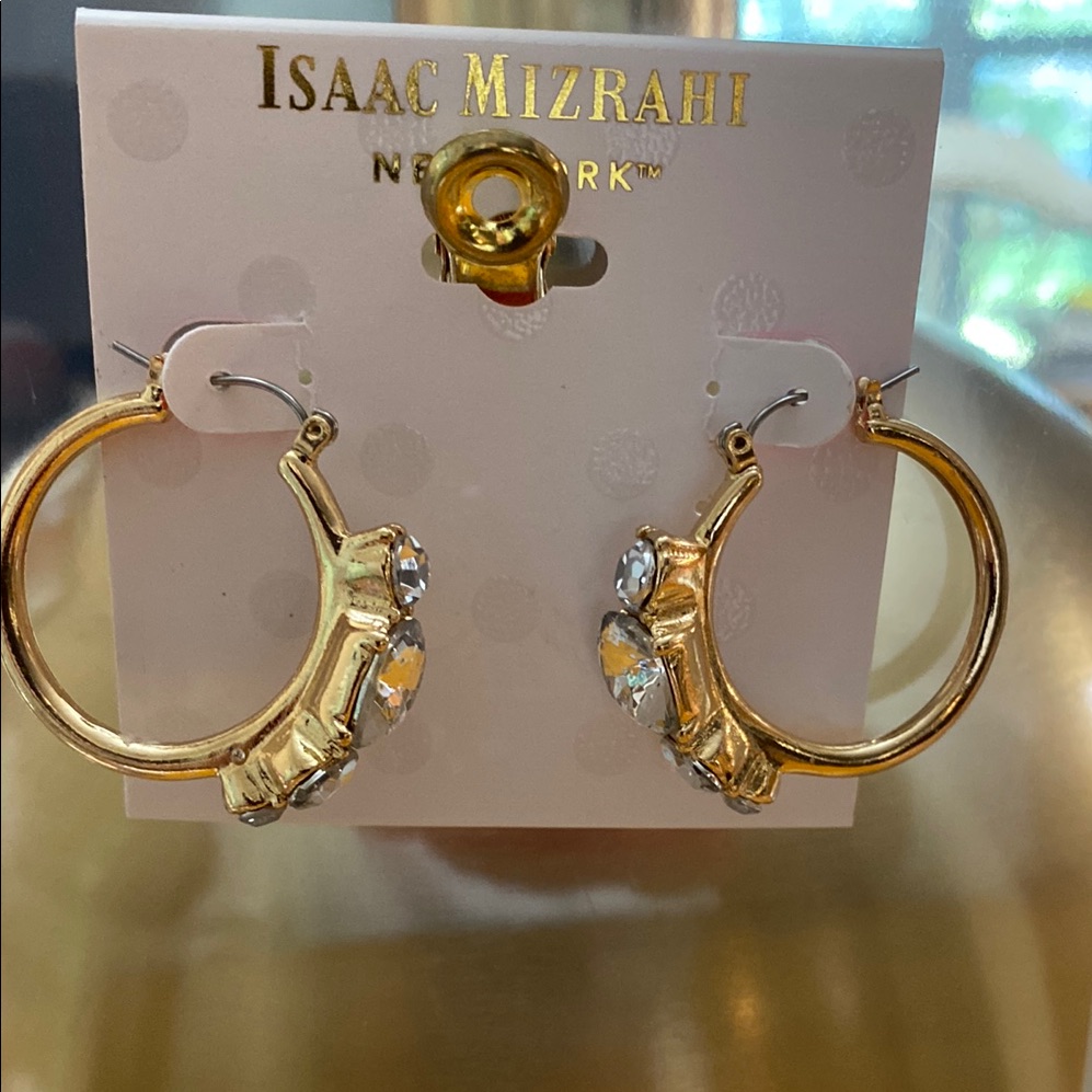 Isaac Mizrahi Gold Crystal Embellished Earrings 20$